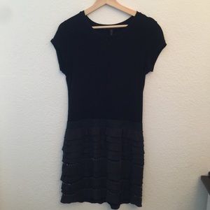 BCBG black ruffled beadwork dress
